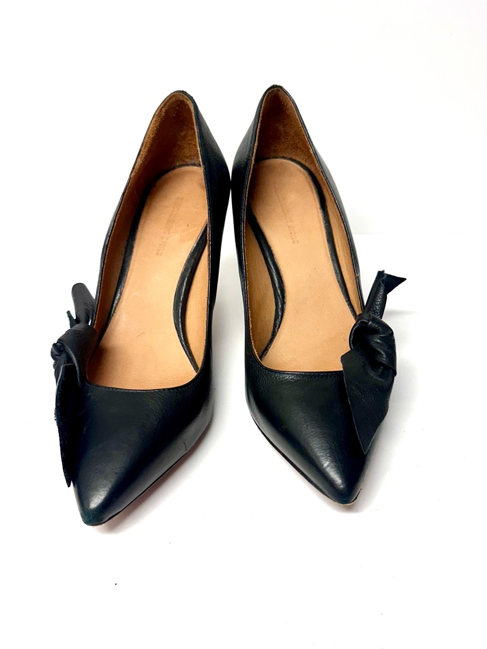 Isabel Marant Black Leather Pointed Bow Pumps 37